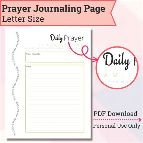 Daily Prayer Journal Page - Inspired Fun