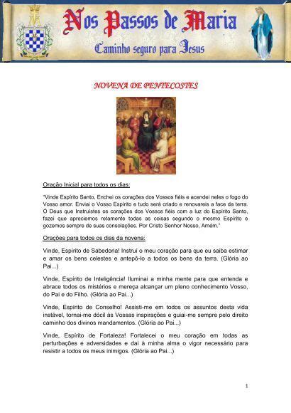 Novena De Pentecostes Pdf Nos Passos De Maria