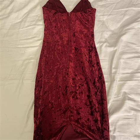 Windsor Velvet Wine Mini Dress With A Curve Hugging Depop