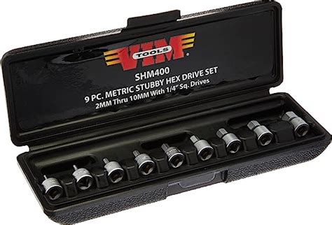 Vim Tools SHM400 Drive Metric Stubby Hex Bit Set 1 4 Inch 9 Piece