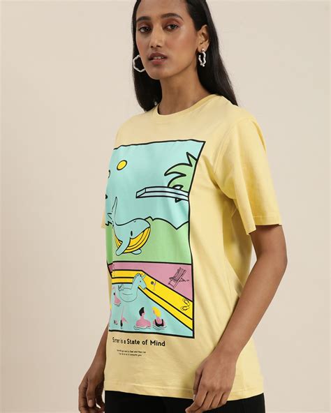 Buy Women S Yellow Graphic Oversized T Shirt Online At Bewakoof