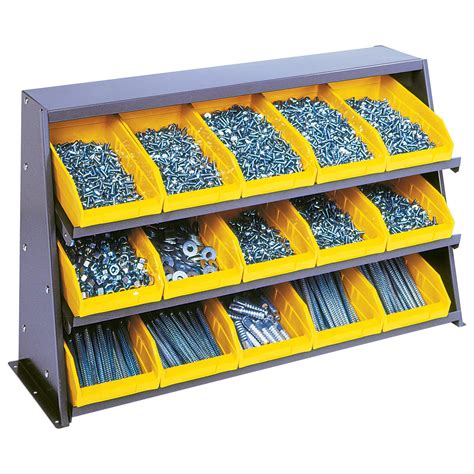 Quantum Storage Benchtop Parts Rack with 15 Bins, Yellow, Model# QPRHA ...