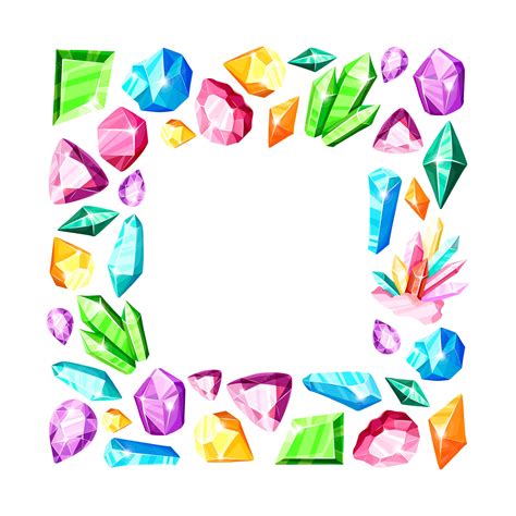Premium Vector | Square frame: colorful rainbow crystals or blue