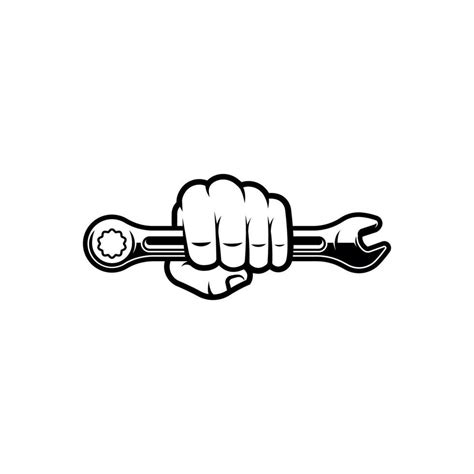 Hand holding wrench vector isolated on white background. 26140893 ...