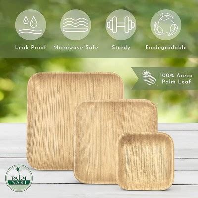 Palm Naki Square Palm Leaf Plates Count Disposable Compostable