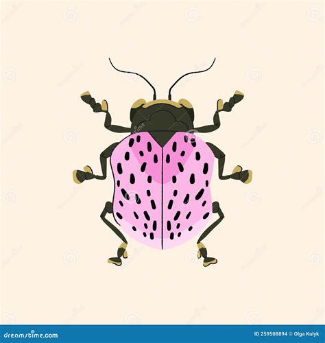 Pink Beetle In Patterns On A Blue Background Stock Image ...