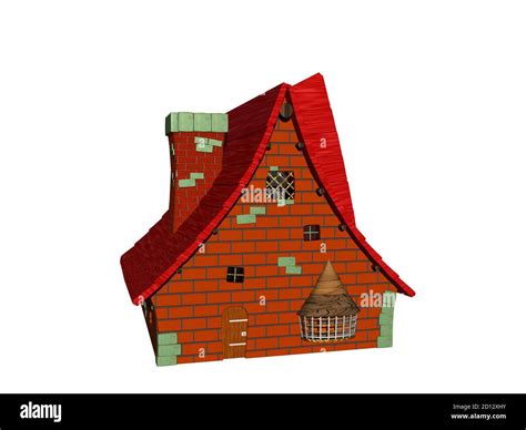 red cartoon house with sloping roof Stock Photo - Alamy