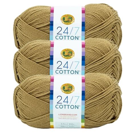 Lion Brand Yarn 247 Cotton Hay Bale Mercerized Natural Fiber Medium