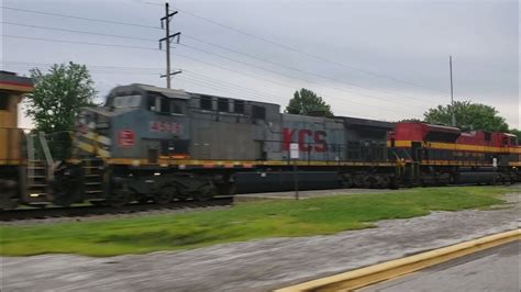 Kcs Grain Train With Kcsm Grey Ghost And A Up Pulling Out Of Roodhouse