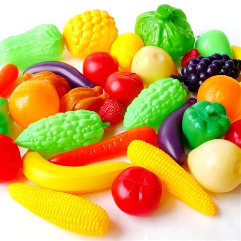 32 artificial fruits and vegetables set girl baby plastic toys fruits and vegetables-in Kitchen ...