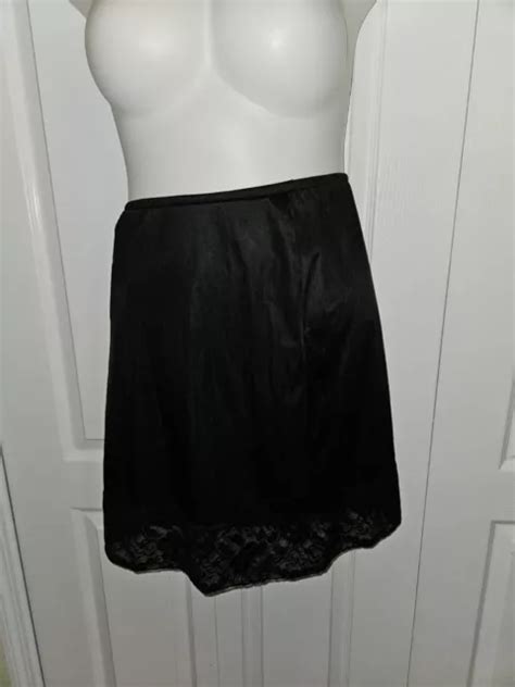 VINTAGE VAN RAALTE Half Slip Nylon Petticoat S Med Black Lace Lingerie PicClick UK