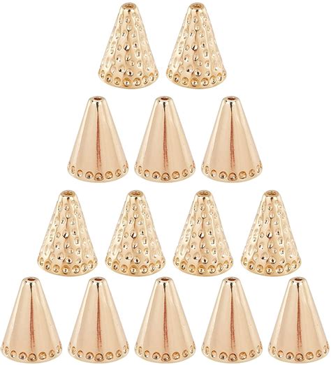 Chgcraft Pcs Golden Apetalous Brass Bead Cones Bead End Caps Antique