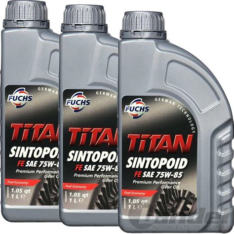 3 Liter FUCHS TITAN SINTOPOID FE SAE 75W 85 GETRIEBEÖL API GL 5 MB 235