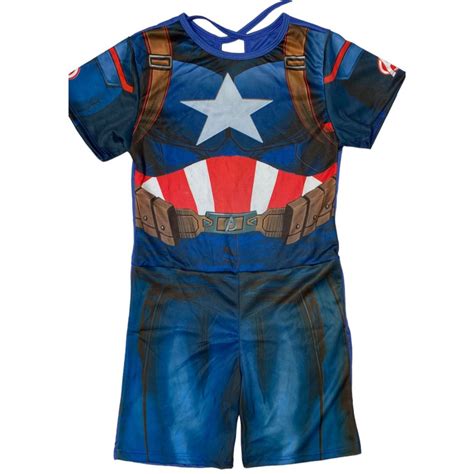 Roupa Do Capitão America - Fantasia Roupa Capitao America Com Mascara De EVA Macacao Infantil Moda ...