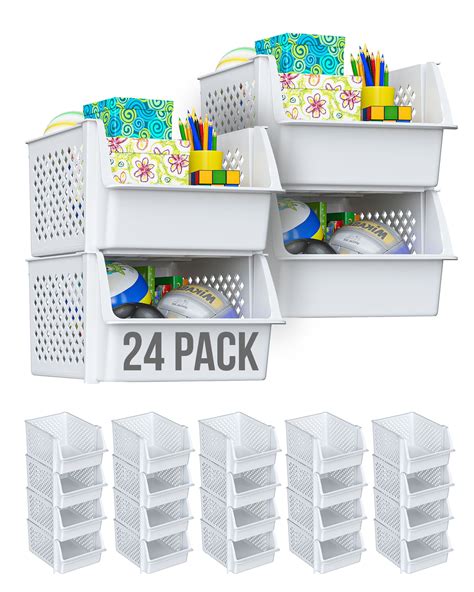 Skywin Plastic Stackable Storage Bins For Pantry Stackable Bins For