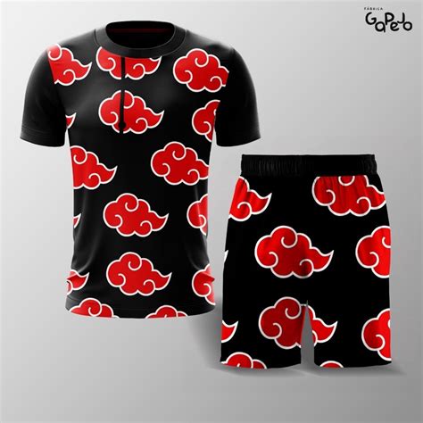 Conjunto Akatsuki Preta NARUTO BERMUDA E CAMISA Shopee Brasil