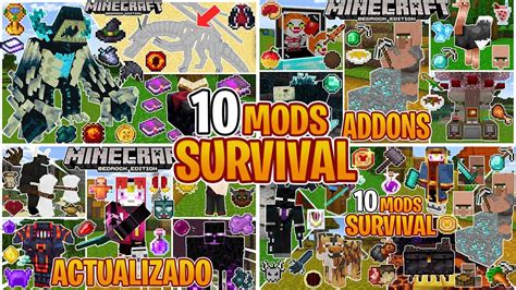 Los 10 Mejores Addons Survival Para Minecraft Pe 120 Mods Minecraft Bedrock Youtube