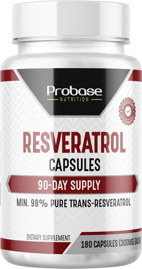 Probase Nutrition Cápsulas de resveratrol de ultra alta pureza 98