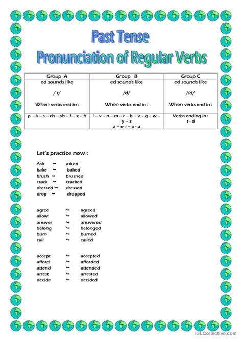 Ed Pronunciation In Simple Past Ge English Esl Worksheets Pdf And Doc