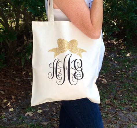 Monogrammed Tote Bag, Glitter Monogram Tote Bag, Bridesmaid Gifts ...