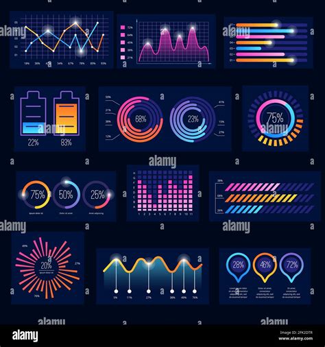 Modern Infographic Business Future Charts Monitor Screen Dark Ui Theme