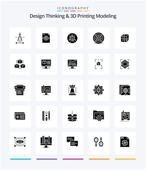 Free Vector Creative Design Thinking And D Printing Modeling 25 Glyph