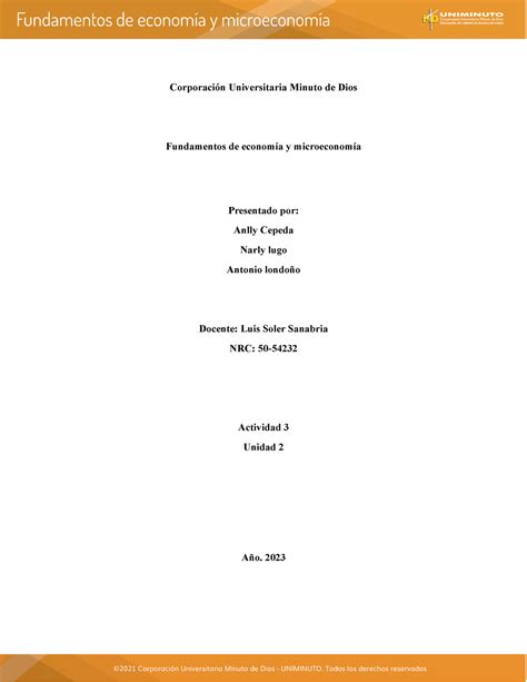 Actvidad 3 Fundamentos DE Economia grupal Corporación Universitaria