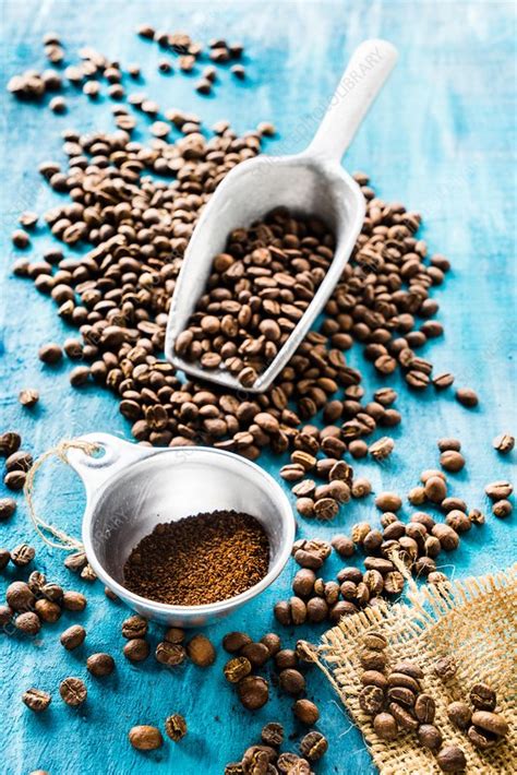 Ground Coffee And Coffee Beans Stock Image C Science