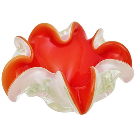 large murano glass red kg bowl element shell ashtray murano italy