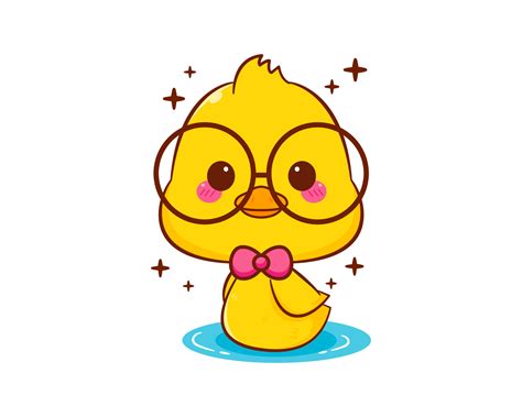 Patinho De Oculos Desenho - pato nerd bonitinho nadando com óculos personagem de desenho animado ...