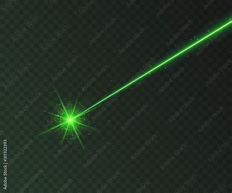 Green laser beam light effect isolated on transparent background. Neon ...