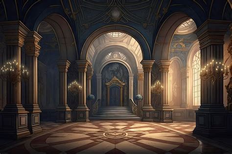 Premium AI Image | Majestic Interior of a Golden Palace Castle