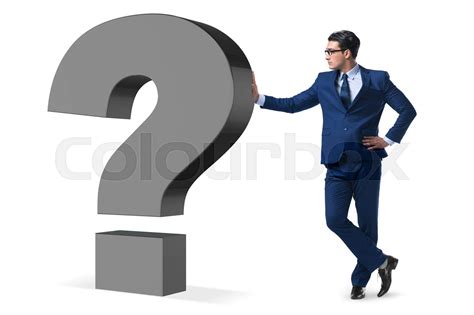 Man With Question Mark Isolated On White Stock Image Colourbox