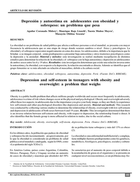 Depresión y autoestima en adolescentes con obesidad y