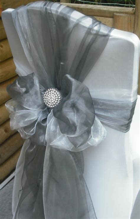 Silver Organza Chair Sashes 9FT 10 PACK 2518396 Weddbook