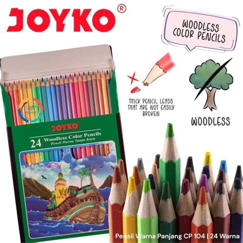 Jual Pensil Warna Joyko Color Pencils Joyko Cp 104 24 Warna Shopee