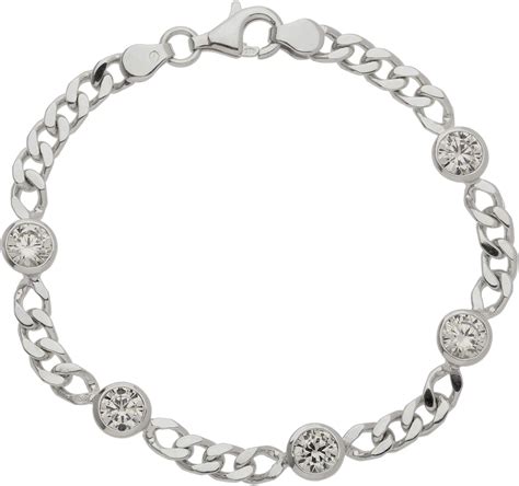 Schmuck Pur 925 Sterling Silber Damen Armband Mit 5 Klaren Zirkonia