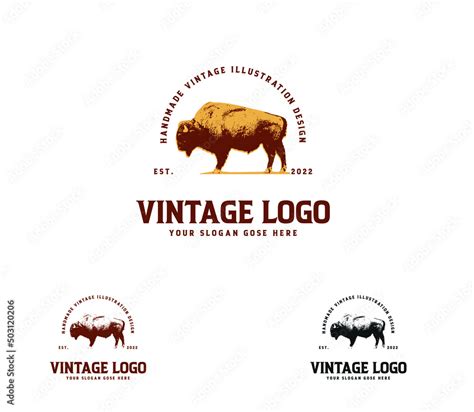 vintage bison logo design Stock Vector | Adobe Stock