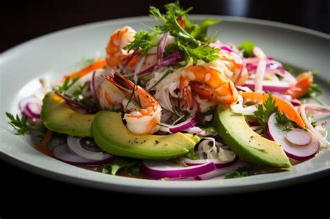 Ensalada De Langosta Con Aguacate Y Cebolla Roja Elegancia Foto Premium