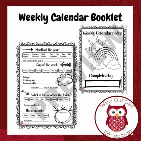 Weekly Calendar Note Booklet • Teacha!