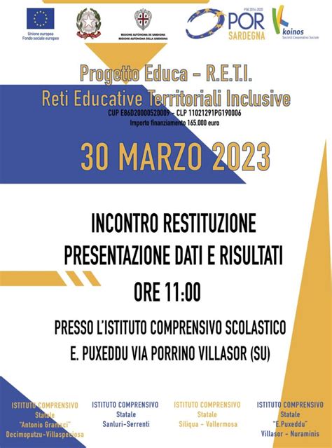 Koinos Coop Sociale Sardegna Progetto Educa R E T I Reti Educative