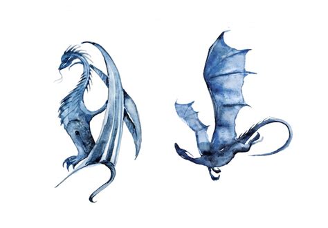 Premium Photo Hand Painted Watercolor Dragons Illustration