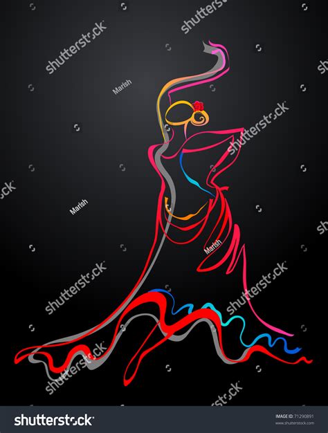 Sensual Flamenco Dancer Outline Stock Vector 71290891 Shutterstock