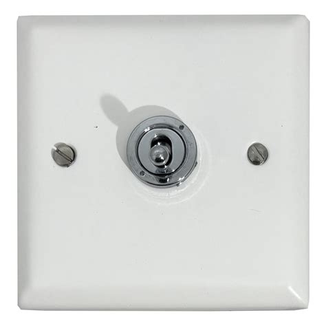 G H Spectrum White Intermediate Toggle Switch 1 Gang Polished Chrome Switch