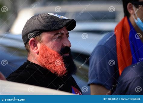 Los Angeles, California, USA - October 2020: Armenian Men Dyed Their Beards in the Colors of the ...