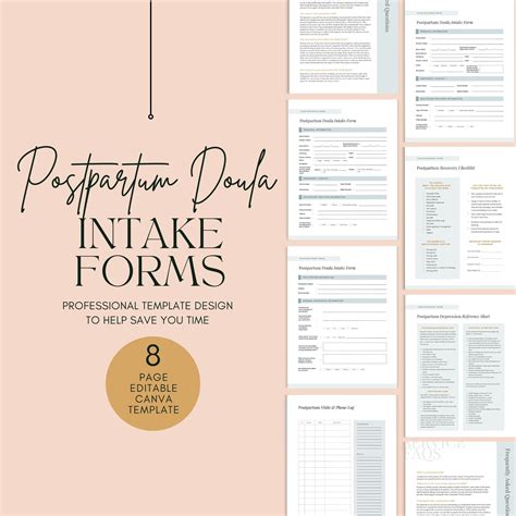 Postpartum Doula Client Intake Forms Template Postpartum Etsy Birth Doula Doula Business Doula