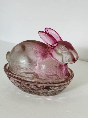 Yahoo オークション Vintage Pink Glass Easter Bunny Rabbit Nestin