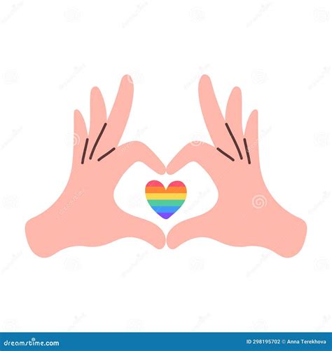 LGBT Heart Hands Showing Love Isolated on White Background. LGBTQ