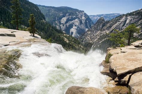 The Top of Nevada Fall, Yosemite National Park, California Stock Image - Image of sightseeing ...