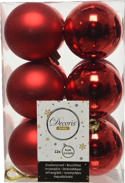 Decoris Kerstballen 12 Stuks Kunststof 6cm Bol